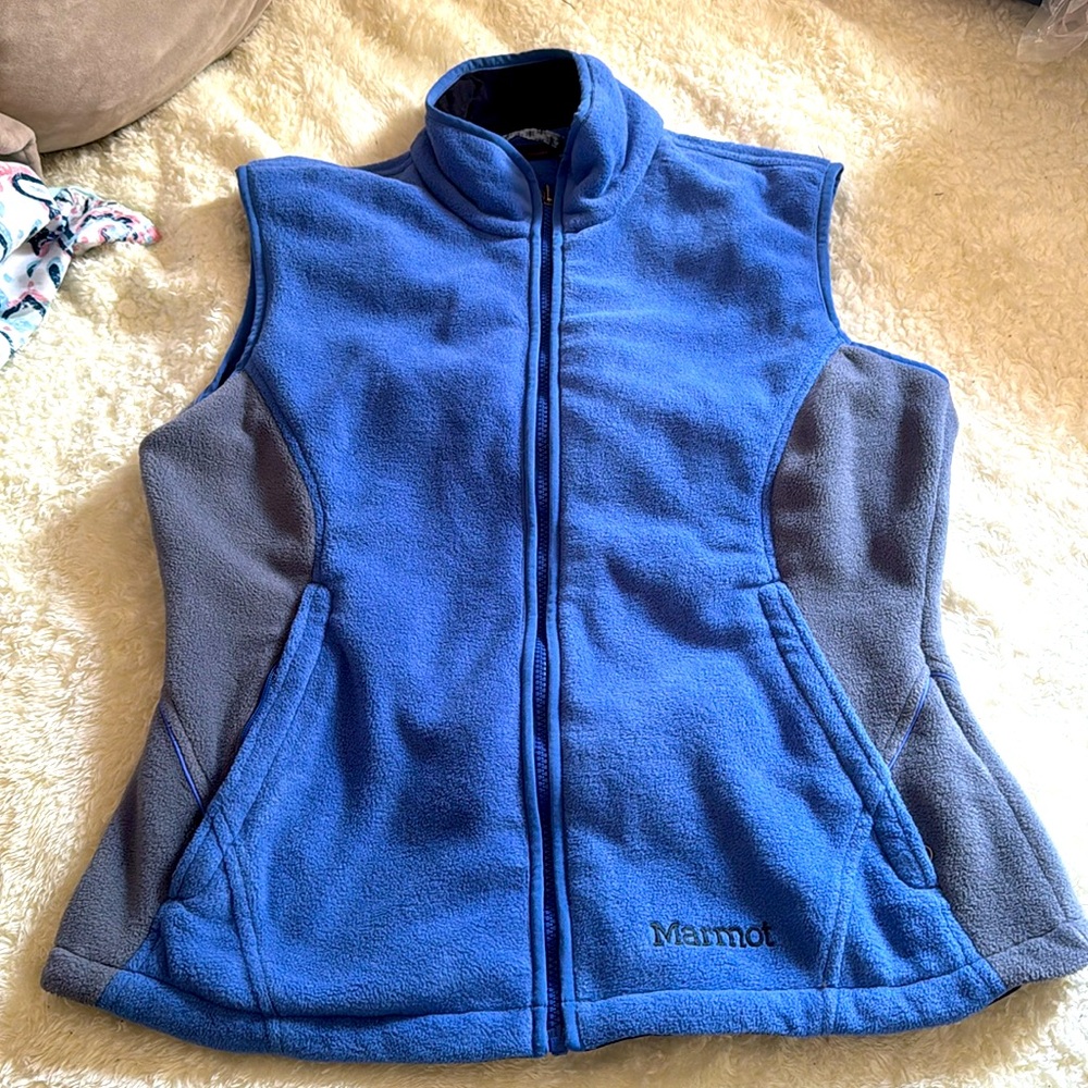 Marmot Vest Sz L blue and gray